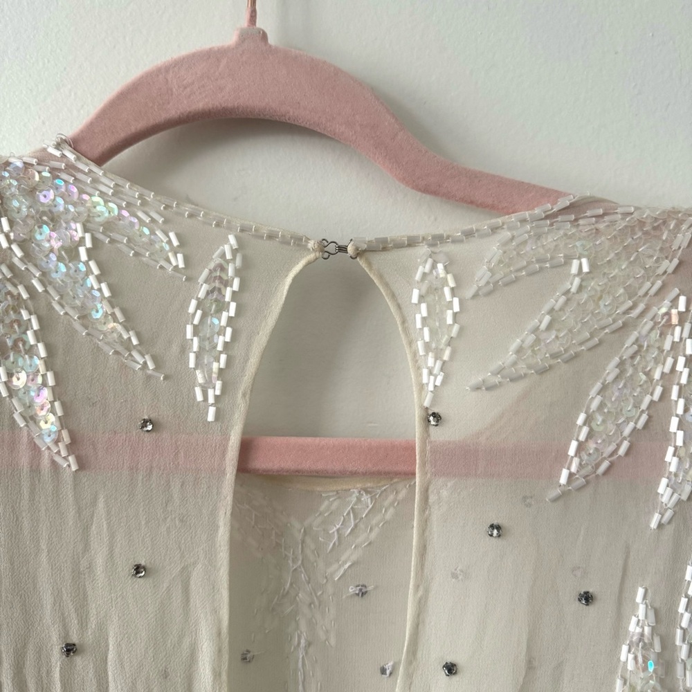 Vintage Long Gown Rhinestones, Beads Sequins, Wedding, Bodycon Style, Small - Picture 10 of 13